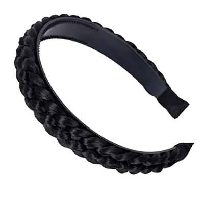 Imagen de CAISHA Diadema Trenzada Tocado Accesorios Para El Cabello Pedazo De Negro HR1