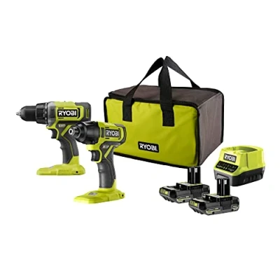 Imagen de Ryobi RCK182G 220S Duo 18V One+ Taladro + Destornillador de impacto Incluye 2 baterías 2Ah y su cargador, en una bolsa transporte