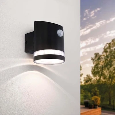 Imagen de Ledvion Aplique Solar Elara Con Sensor de Movimiento, 3000K, IP44, Negra, Lámpara LED, Iluminación Exterior, Para Jardines