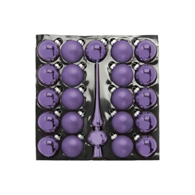 Imagen de HEITMANN Deco Juego de 21 Bolas Cristal y Punta para árbol Navidad, Color Lila