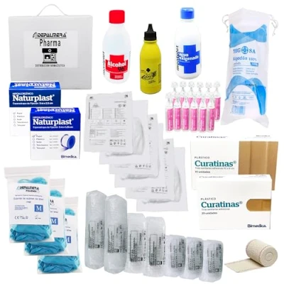Imagen de DEPALMERA Pharma✮ Kit Reposicion Botiquin Primeros Auxilios Homologado, Repositorio Para Armario Maletin, Accesorios un Botiquin, Mutua, Hogar, Pared, Casa, Empresa, en Caja.