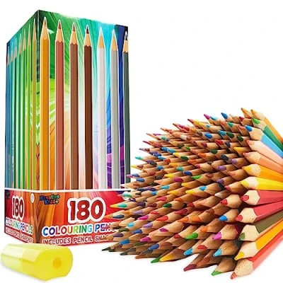 Imagen de Lápices Colores 180 unidades Juego de para Niños y Adolescentes Incluye 30 Sacapuntas Material Arte a partir 3 años