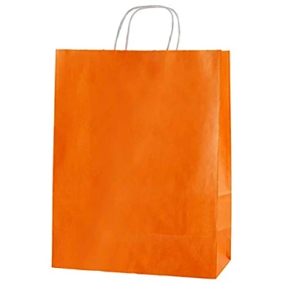 Imagen de Thepaperbagstore 20 Bolsas De Papel Colores, Reciclables Y Reutilizables, con Asas Retorcidas, Naranja Mediana 250x110x310mm