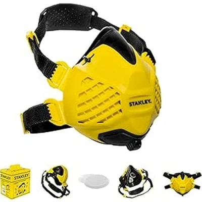 Imagen de STANLEY Mascarilla antipolvo reutilizable P3 con tecnología Face Fit Check y filtro integrado de 99,99% P3, talla S/M