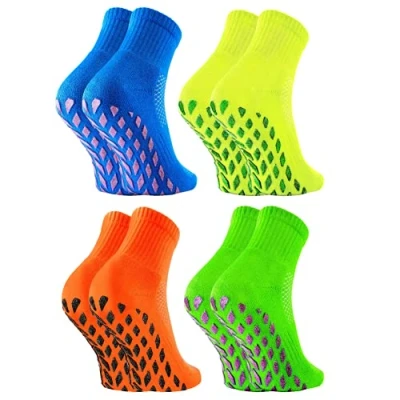 Imagen de Rainbow Socks Ninas Calcetines Antideslizantes de Deporte Brillantina 4 pares aciano verde amarillo anaranjado Talla 30 35