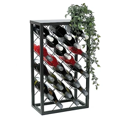 Imagen de DanDiBo Botellero de metal negro 96434 68 cm Soporte para botellas vino moderno 20