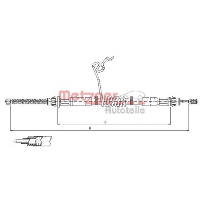 Imagen de METZGER 11.5668 Cable de Freno Mano Atrás derecha 1283/990 Tambor COFLE FORD: Transit Mk5 Furgón, Mk6 Bus