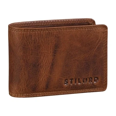 Imagen de STILORD &#039;Jay&#039; Monedero Hombre Pequeño RFID en Cuero Genuino Cartera Mini NFC Bloqueo Clásicas Portamonedas Billetera Portatarjetas de Piel Auténtica, Color:Kara Cognac