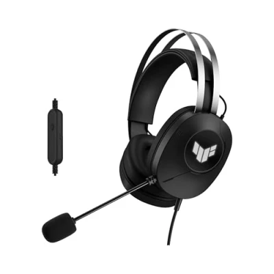 Imagen de ASUS TUF Gaming H1 Gen II Auriculares Ligeros de 297g, USB A con Cable, Controladores 40 mm, Sonido Envolvente Virtual 7.1, micrófono Team Speak, Almohadillas duraderas, para PC, PS5 Negro