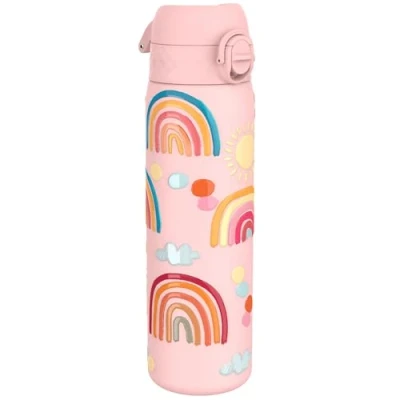 Imagen de ion8 Botella Agua Acero Inoxidable Termica, 500ml, a Prueba de Fugas, Fácil Abrir, Cerradura Segura, Aptas para Lavavajillas, Adapta Portavasos, Asa Transporte, Diseño Arcoíris