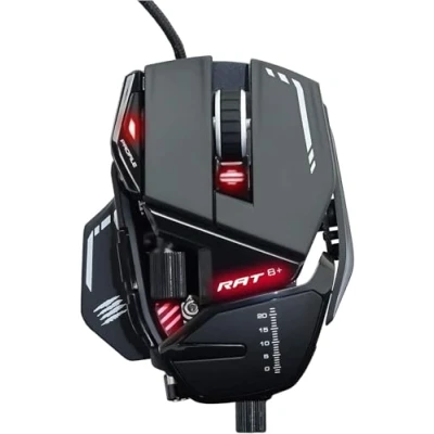 Imagen de Mad Catz MR05DCINBL000 0 R.A.T. 8+ Ratón (mano derecha, Óptico, USB, 16000 DPI, pps, Negro), rojo