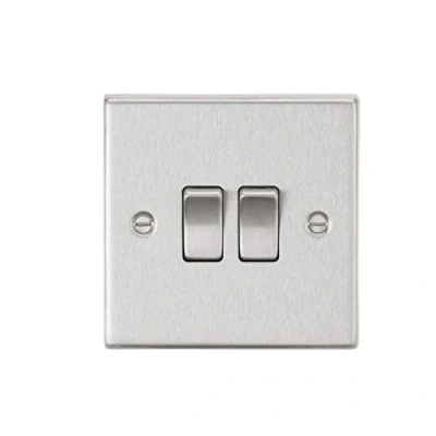 Imagen de Knightsbridge CS3BC 10AX 2G Interruptor de placa 2 vías Borde cuadrado cromado cepillado, 10.5 mm* 89.0 mm