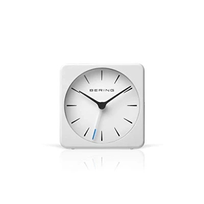 Imagen de BERING Reloj despertador Diseño nórdico simple y moderno blanco Funcionamiento silencioso 66 mm de diámetro 90066 54S