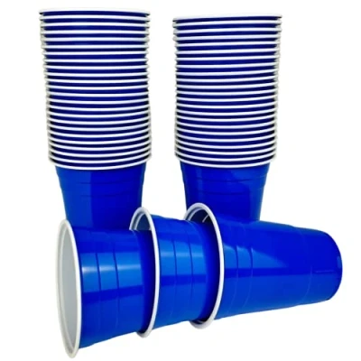 Imagen de Vitavalley 50 copas azules para fiestas (473 ml) reutilizables y resistentes vasos de plástico ideal tu celebración