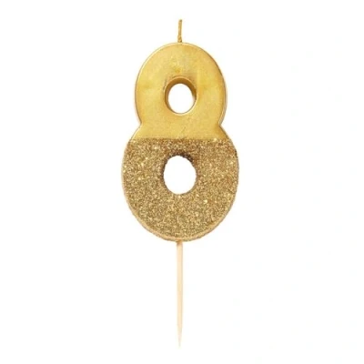 Imagen de Talking Tables We Heart Birthdays Glitter Number Candle 8, Gold