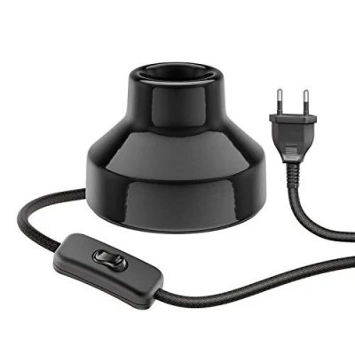 Imagen de ledscom.de lámpara de sobremesa TIX, interruptor, porcelana, negro, 1x E27 máx. 300W, sobremesa, cabecera, noche, cerámica