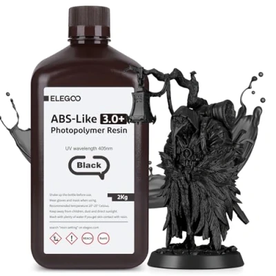 Imagen de ELEGOO Resina ABS Like 3.0 Plus 3.0+, para Impresora 3D con Alta Dureza y Tenacidad, Fotopolímera de Curado Rápido UV 405nm, Impresión LCD/DLP, Negro 2000G