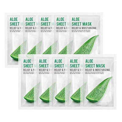 Imagen de [Paquete De 10] EUNYUL Puriy Mascarilla Facial ÁLOE 22ml X 10pcs Hidratantes Y Calmantes Cuidado La Piel Coreano