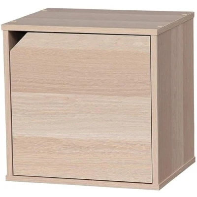 Imagen de Iris Ohyama, Amario de madera / ahorro espacio estante unidad almacenamiento casillero, Apilable y flexible, Oficina, Casa QR Box with Door 34D Marrón (claro)