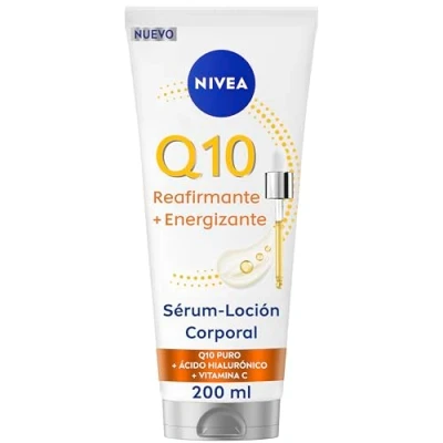 Imagen de NIVEA Q10 Sérum Loción corporal reafirmante + Energizante (200 ml), crema hidratante 72h con Vitamina C y Ácido Hialurónico, para una piel más firme energizada