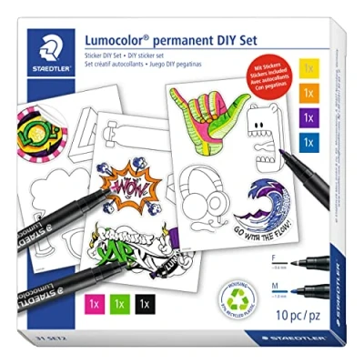 Imagen de Set Con 7 Rotuladores Permanentes Staedtler Lumocolor Art Diy Pegatinas Puntas F,m