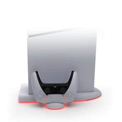 Imagen de Soporte de refrigeración con luz RGB para PS5 Slim, estación carga doble Controlador Consola Base Cargador rápido Accesorios