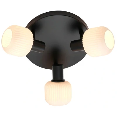 Imagen de Nordlux Milford Mini plafón, 3 luces, negro, cristal estriado