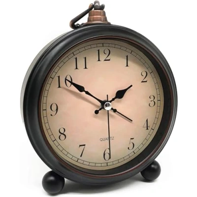 Imagen de Azyh despertador retro con luz nocturna, reloj de mesita noche antigua, funciona pilas, ruidoso vintage para dormitorio, sin tictac, repetición, fácil configuración,