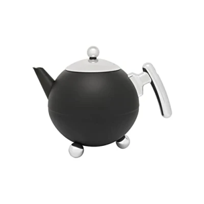 Imagen de Bredemeijer Tetera Duet® Bella Ronde 1,2L, negro mate, accesorios de cromo