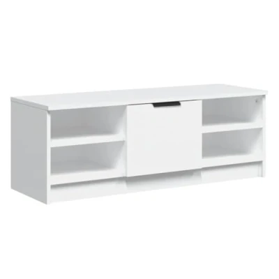 Imagen de vidaXL Mueble de TV Armario Aparador Auxiliar Equipos Música Consola para Hogar Familia Soporte Videoconsolas Madera Contrachapada Blanco