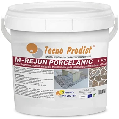 Imagen de M REJUN PORCELANIC de Tecno Prodist (1 Kg, Blanco) Mortero para Lechada impermeable azulejos y suelos. Pavimentos cerámicos, ladrillos, piedra, etc. (Junta ancha 4 a 20mm)
