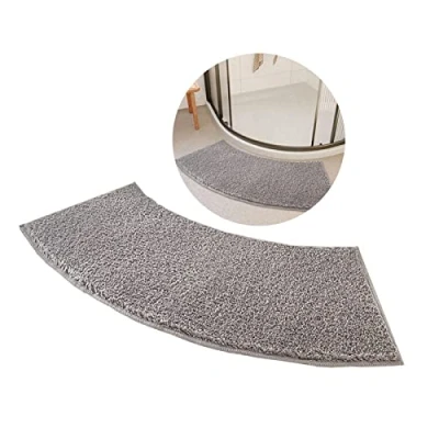 Imagen de Semicircular Alfombra de Baño Antideslizantes, Alfombrilla Ducha Curva Antideslizante, 40X100 CM Curvado para Esquina. (Grey)