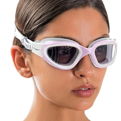 Imagen de AqtivAqua DX Gafas Natacion Polarizadas Hombre Piscina Niño Mujer Niña (Rosa blanco, Polarizadas)