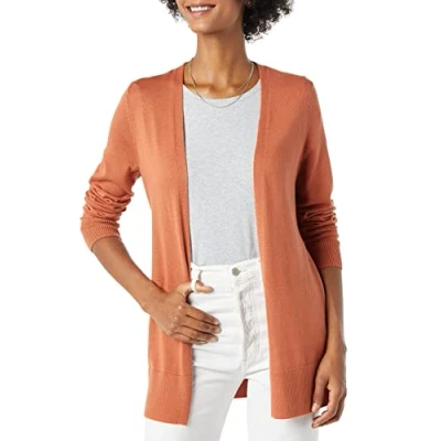 Imagen de Amazon Essentials Jersey Cárdigan Ligero de Abertura Fronta (Disponible en Tallas Grandes) Mujer, Caramelo, S