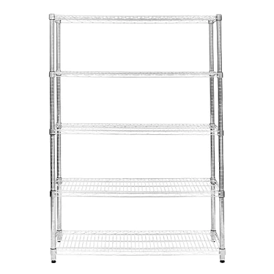 Imagen de Estantería de Alambre 5 Niveles sin Tornillos Almacenaje Almacenamiento Metálico Acero Carbono Cromado Cocina Oficina Garaje 45x150x180cm con Estantes Ajustables Pies Niveladores Capacidad Peso 1000kg