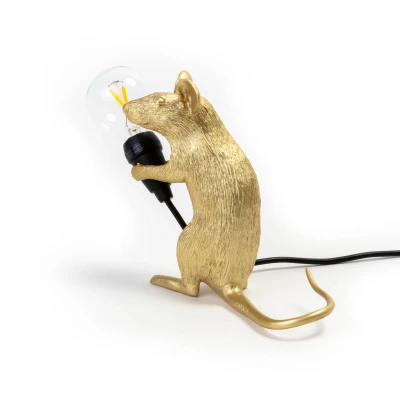 Imagen de SELETTI Ratón Bombilla LED lámpara decorativa USB sentado oro