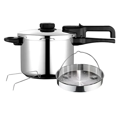 Imagen de Fagor Dual Xpress Olla a Presión 6 Litros, Inducción, Express Super Rápida, Acero Inox. 18/10, Todo Tipo Cocinas, Fondo Termodifusor, Regulador de Presión, 5 Sistemas Seguridad, Incluye Cestillo