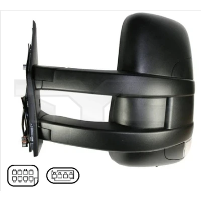 Imagen de espejo retrovisor Tyc 315 0008 izquierda para ajuste elect. espejo, convexo, con sensor de temperatura, brazo largo