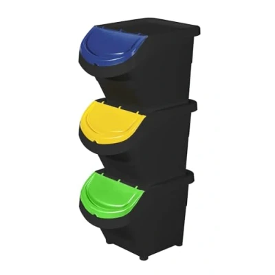 Imagen de GIO&#039;STYLE Juego de 3 cubos basura Eco Solution x 26 l aptos para recogida selectiva Componible y modular
