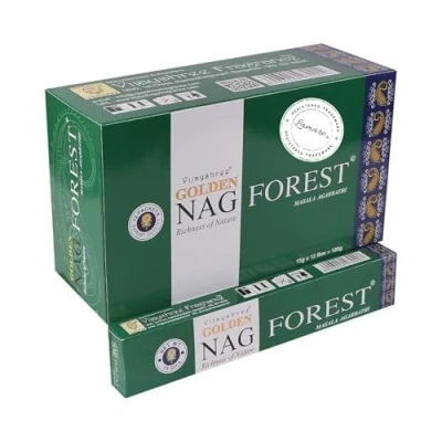 Imagen de Vijayshree Golden Nag Forest 12 Paquetes de 15 g = 180 Aromaterapia Meditación Espiritualidad 100% Natural EcoFriendly
