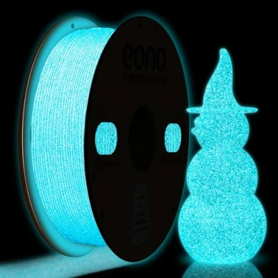 Imagen de Eono filamento PLA azul brillante de 1,75 mm (± 0,03 mm), luminoso para impresoras FDM, efecto purpurina similar a la galaxia, bobina 1 kg (2,2 libras)