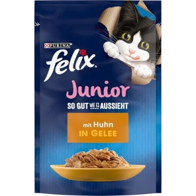 Imagen de FELIX Comida para Gatitos Junior Mojado en gelatina, con Pollo, 26 Unidades (26 x 85 g)