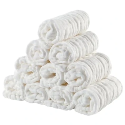 Imagen de EXTSUD 10PCS Toallitas de Muselina para Bebés Toallas Suaves Bebés, Recién Nacidos, Algodón, 25 x 25cm Blanco