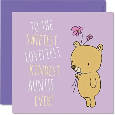 Imagen de Heartfelt tarjetas de cumpleaños para tía Sweetest Loveliest Auntie Ever Tarjeta feliz sobrina sobrina, regalos cumpleaños, 145 mm x mm, felicitación