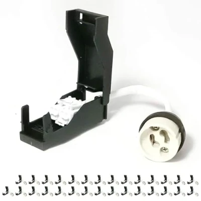 Imagen de 30 casquillos GU10 de cerámica automática 230 V clase 2 con cables aislados para lámparas y bombillas LED