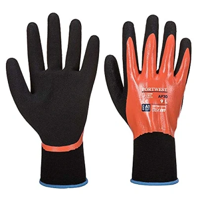 Imagen de Portwest Guante Dermi Pro, Tamaño: L, Color: Naranja/Negro, AP30O8RL