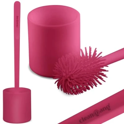 Imagen de CleanGang Escobillero de Silicona B!Rush para una Limpieza Profunda y fácil en Magenta Cepillo Inodoro con cerdas Secado rápido e higiénico, 1 Pieza