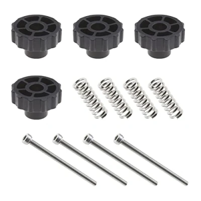 Imagen de Juego de 4 tuercas nivelación giro mano y resorte cama caliente kit ajuste tornillo M3x47.5mm para la mayoría impresoras 3D caliente/plataforma