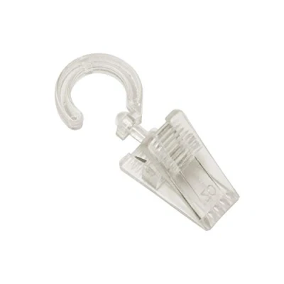 Imagen de Gardinia 164 Ganchos con Pinza para Anillos de Cortina Ø 28 mm, 6 Unidades, plástico, Transparente
