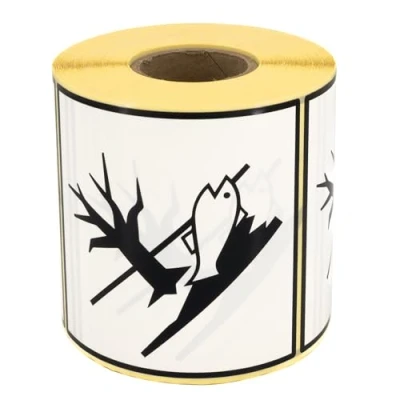 Imagen de MD Labels 500 etiquetas de mercancías peligrosas, 100 x mm, sustancias peligrosas para el medio ambiente, pegatinas transporte transporte,